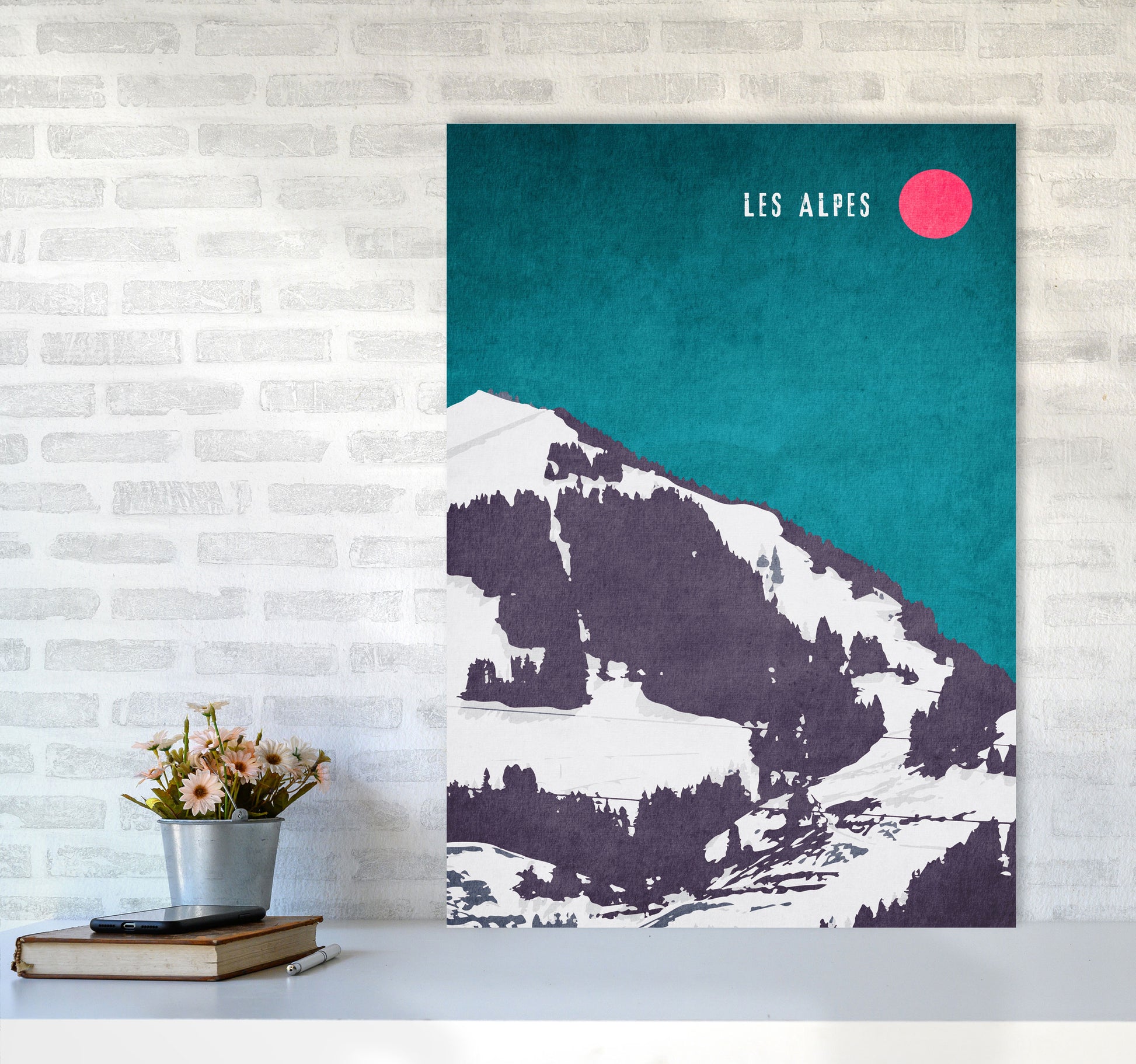 Les Alpes Vintage Art Print by Kubistika A1 Black Frame