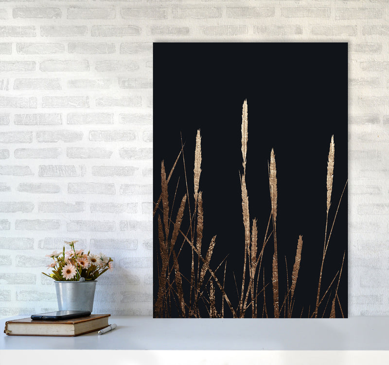 Golden Fields In The Dark Art Print by Kubistika A1 Black Frame