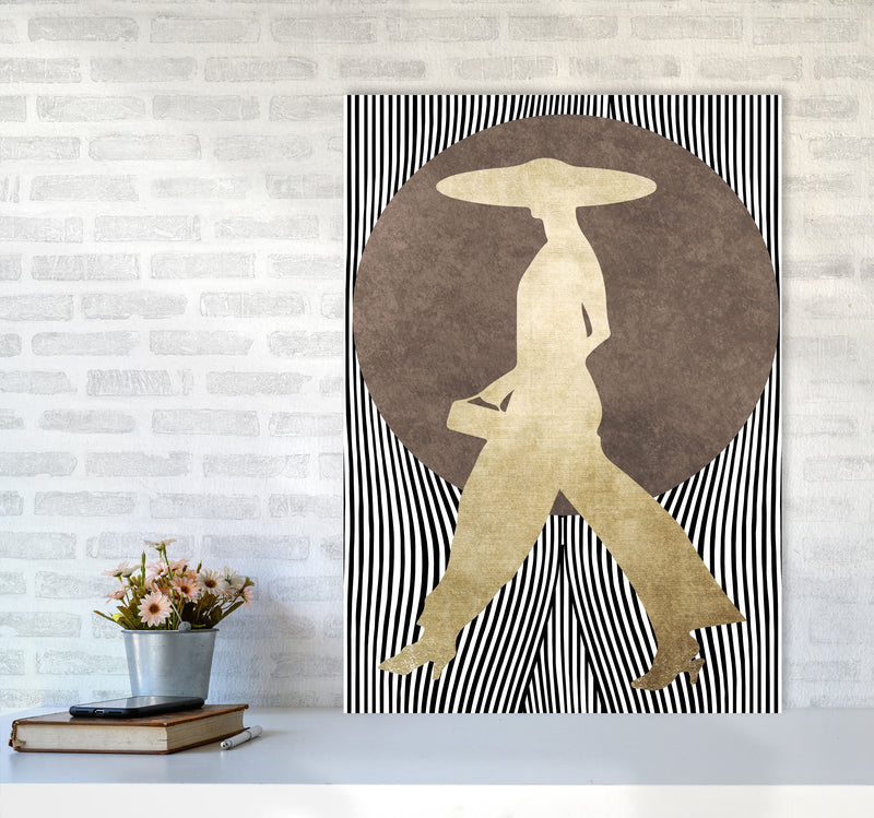 La Madame Noir Vintage Contemporary Art Print by Kubistika A1 Black Frame