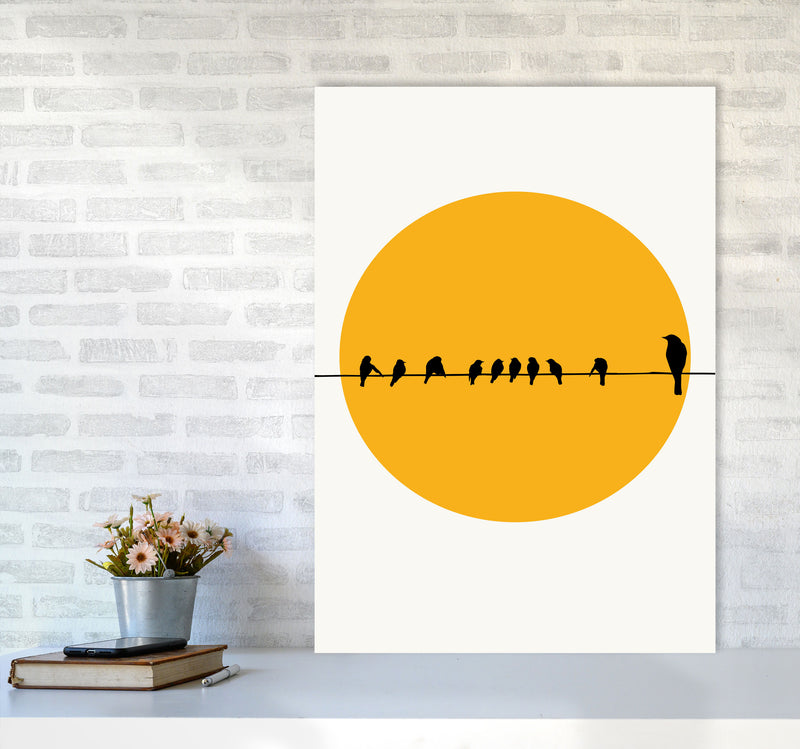 Birds Family Contemporary Art Print by Kubistika A1 Black Frame