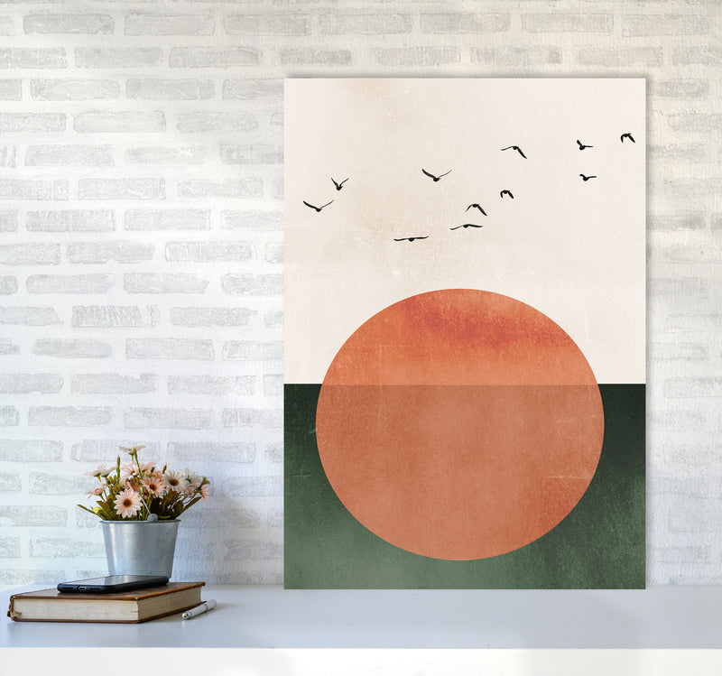 A Day At The Ocean  Modern Contemporary Art Print by Kubistika A1 Black Frame