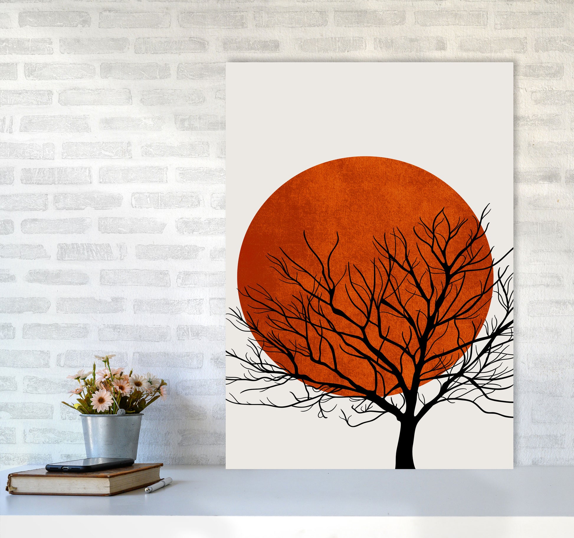 A Blooming Oak  Modern Contemporary Art Print by Kubistika A1 Black Frame