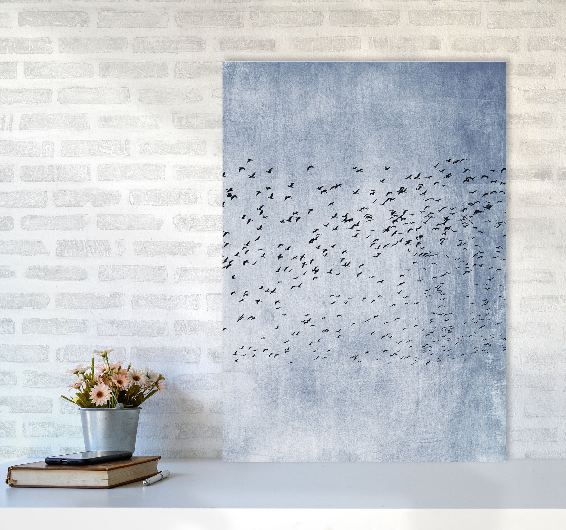 Moving On - Blue Contemporary Art Print by Kubistika A1 Black Frame