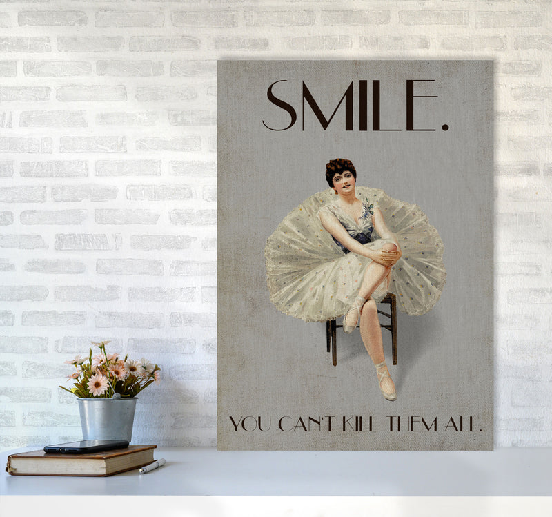 Keep Smiling Vintage Art Print by Kubistika A1 Black Frame