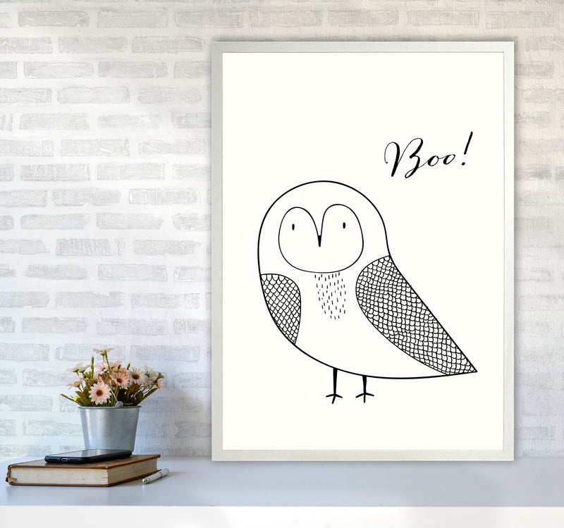 Boo Nursery Animal Art Print by Kubistika A1 Oak Frame