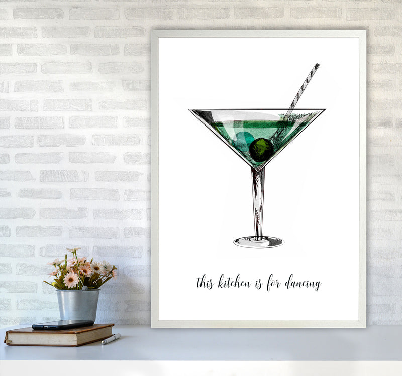 Kitchen Dancers Quote Contemporary Art Print by Kubistika A1 Oak Frame