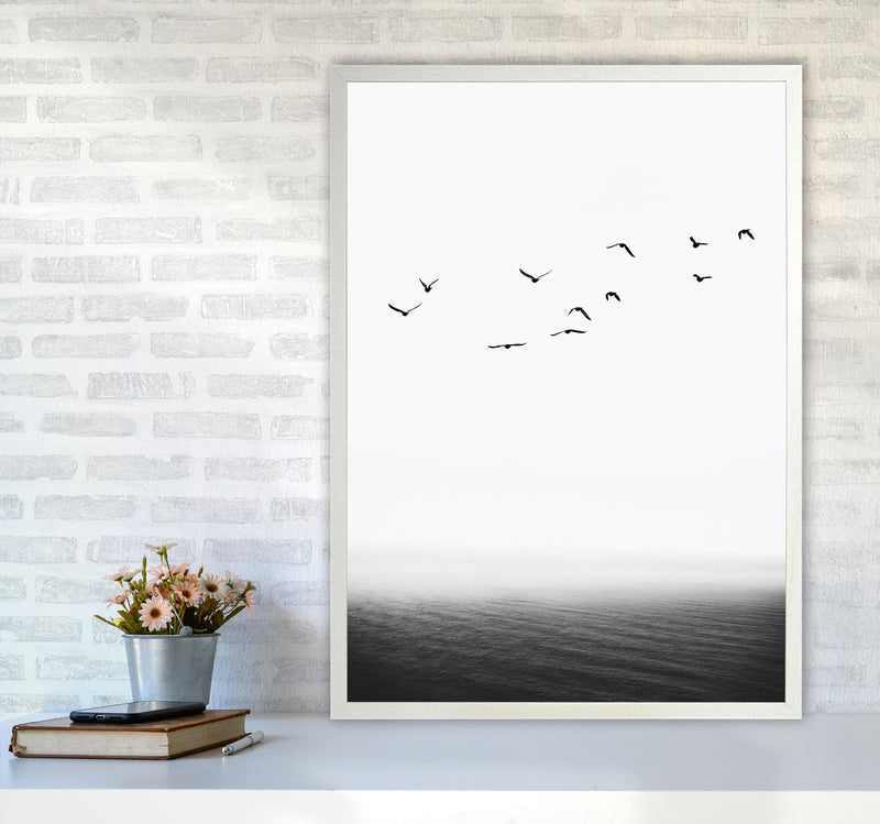 The Seaside Landscape Contemporary Art Print by Kubistika A1 Oak Frame