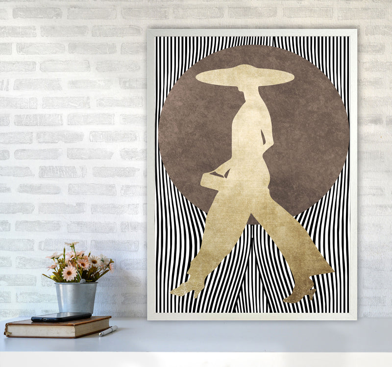 La Madame Noir Vintage Contemporary Art Print by Kubistika A1 Oak Frame