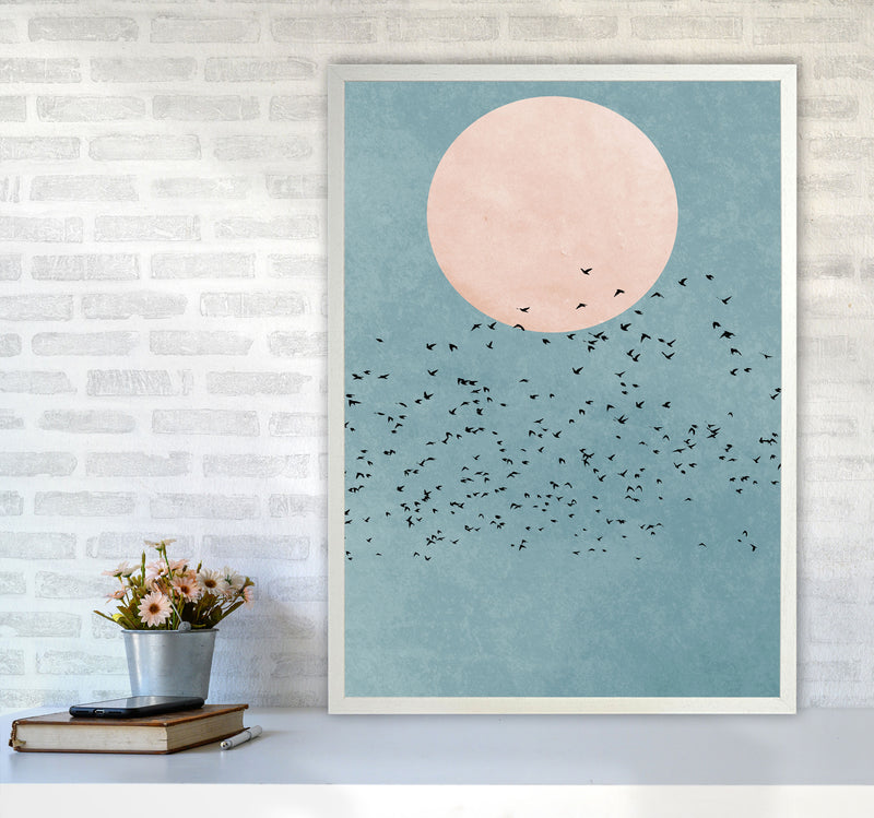 A Fly Away Modern Contemporary Art Print by Kubistika A1 Oak Frame
