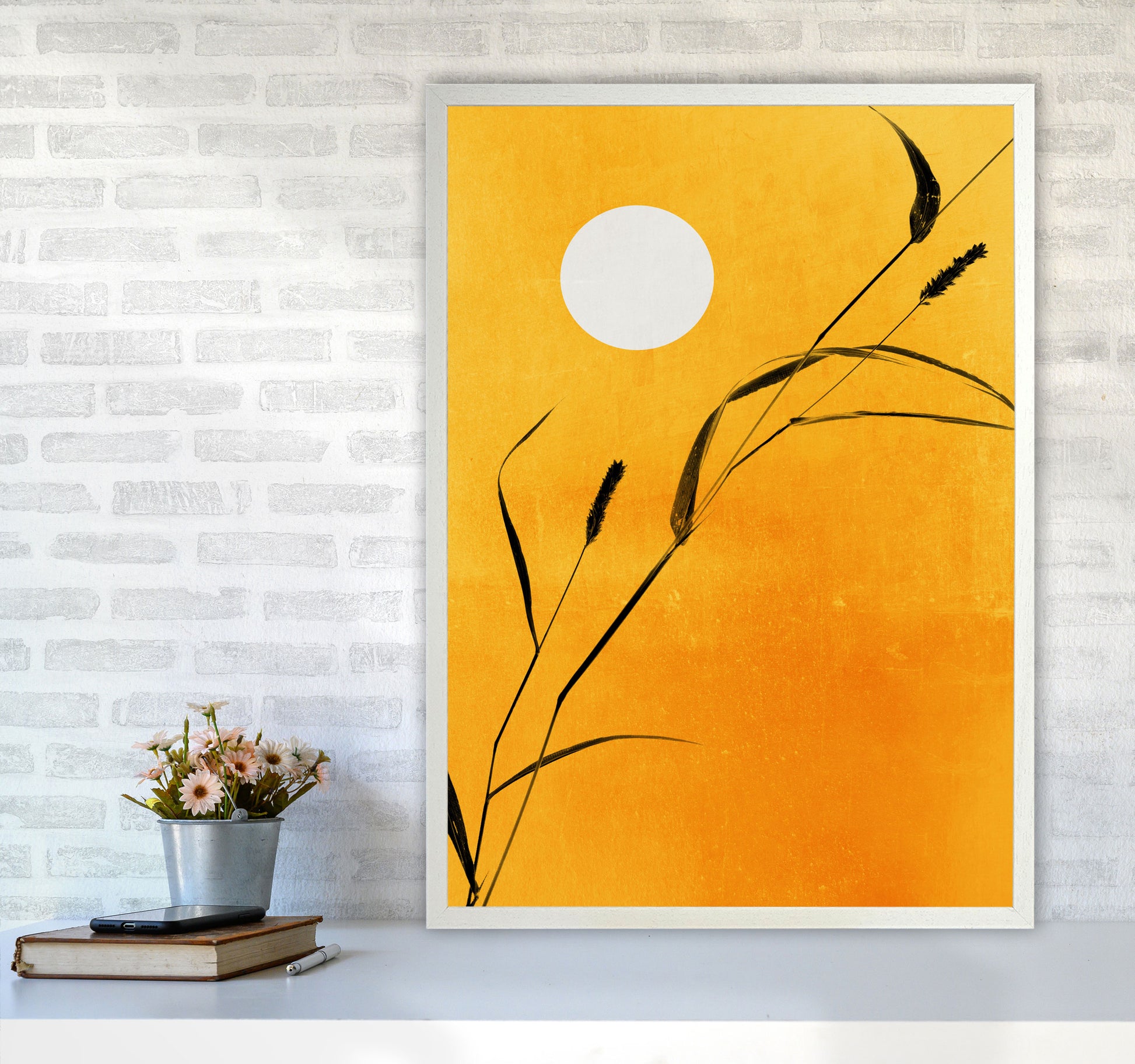 Sunny Days Contemporary Art Print by Kubistika A1 Oak Frame