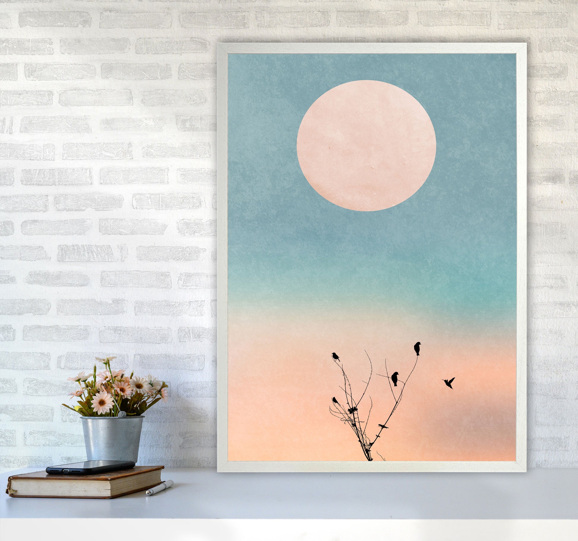 Waking Up Warm Contemporary Art Print by Kubistika A1 Oak Frame