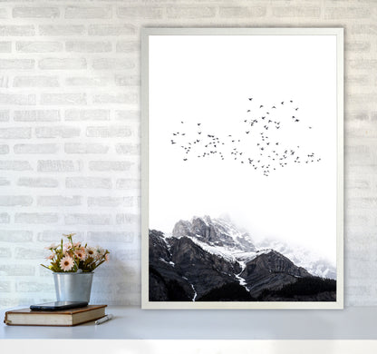 The Mountains Contemporary Landscape Art Print by Kubistika A1 Oak Frame