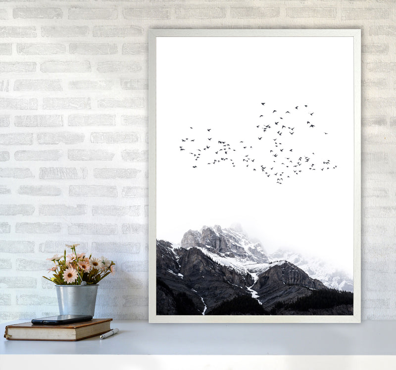 The Mountains Contemporary Landscape Art Print by Kubistika A1 Oak Frame