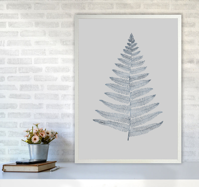 Botanica Minimalistica - GREY Modern Art Print by Kubistika A1 Oak Frame