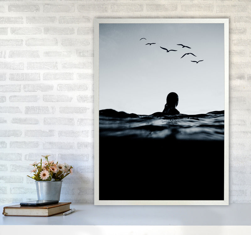 Floating Beach Photography Art Print by Kubistika A1 Oak Frame