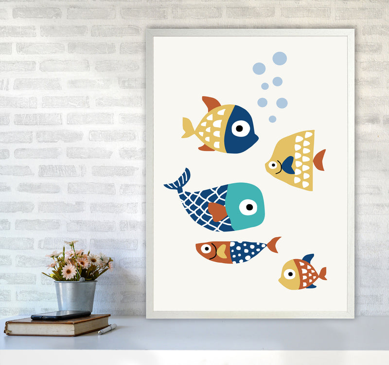 Little Friends Childrens Nursery Art Print by Kubistika A1 Oak Frame