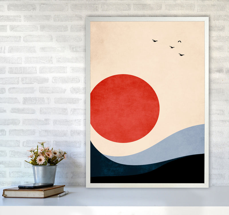 Seaside Memories Art Print by Kubistika A1 Oak Frame