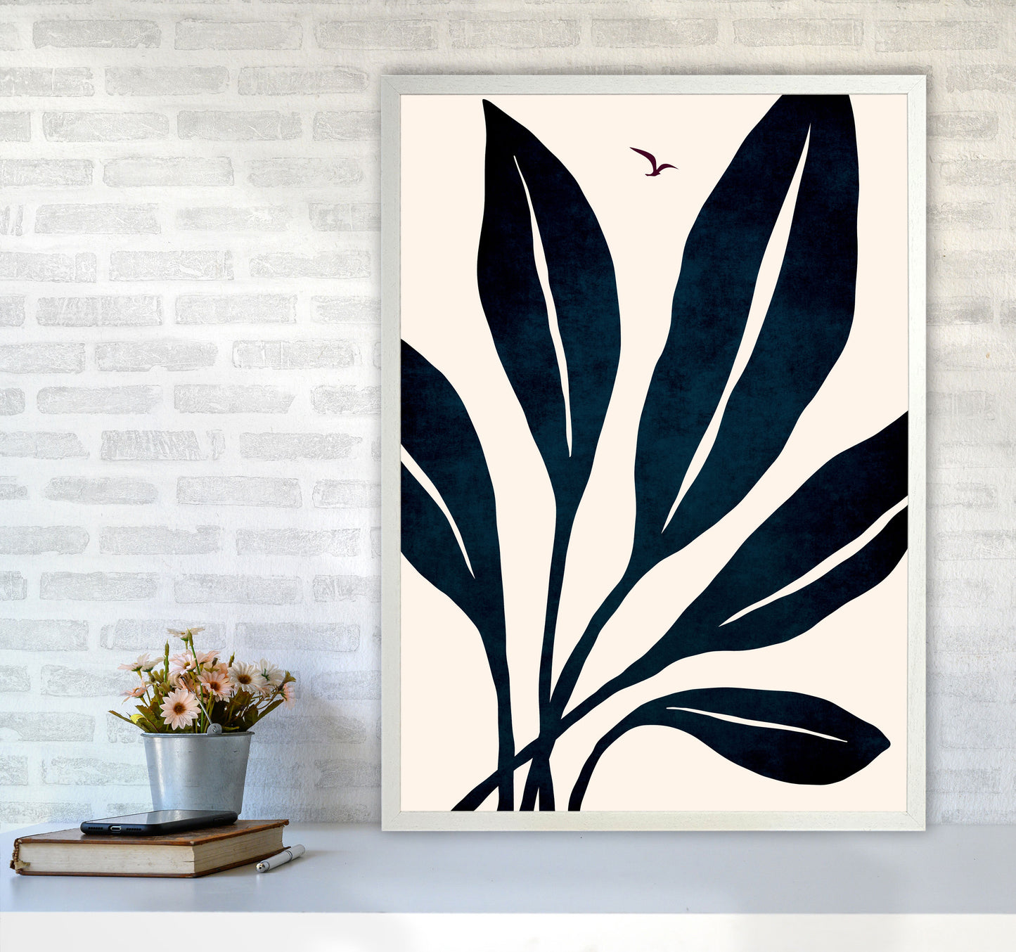 Ophelia - marine Art Print by Kubistika A1 Oak Frame