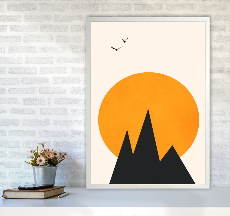 Les Alpes Art Print by Kubistika A1 Oak Frame
