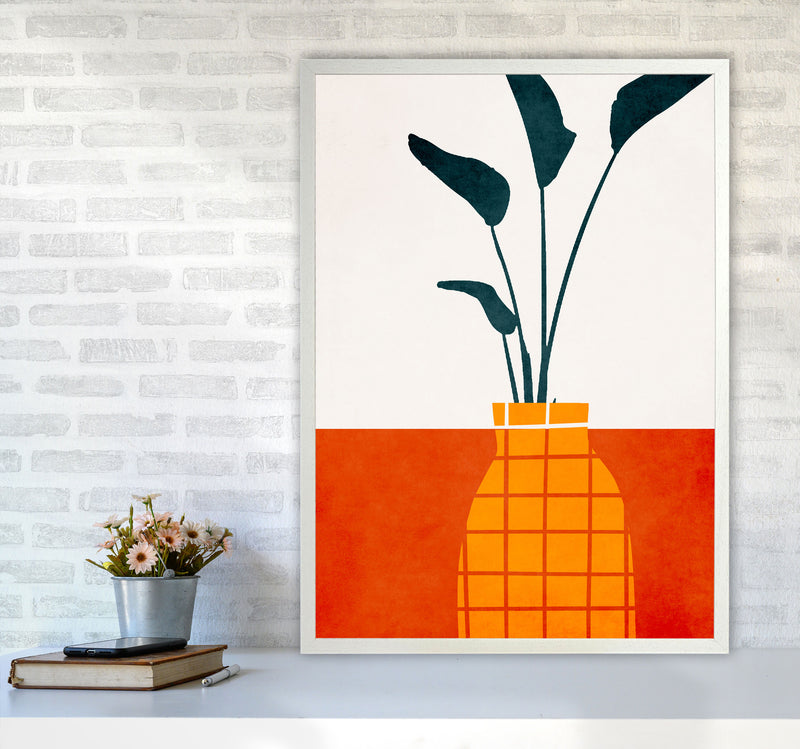 Kitchen Table With Plant Art Print by Kubistika A1 Oak Frame