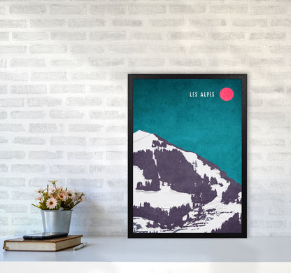 Les Alpes Vintage Art Print by Kubistika A2 White Frame