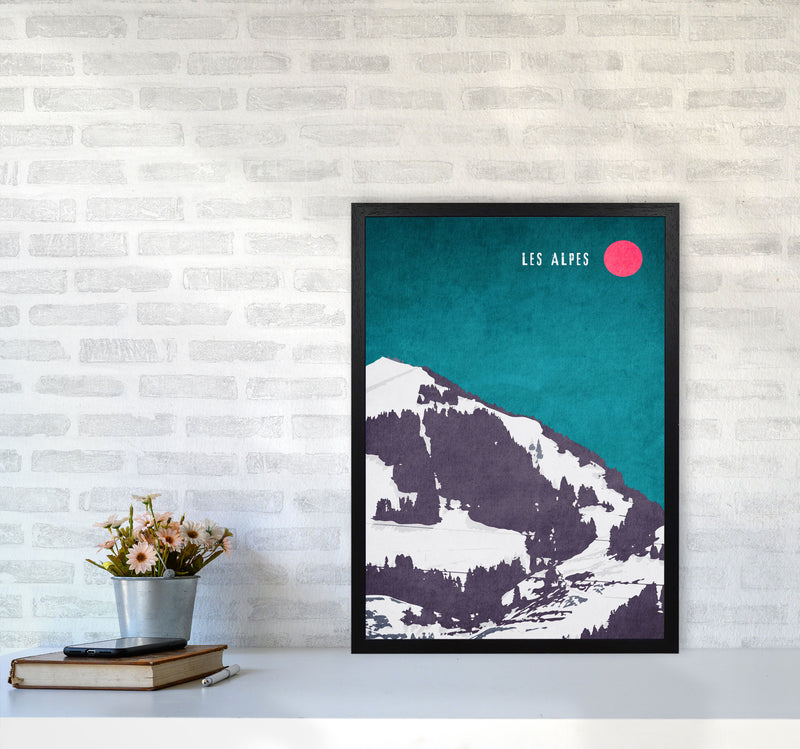 Les Alpes Vintage Art Print by Kubistika A2 White Frame