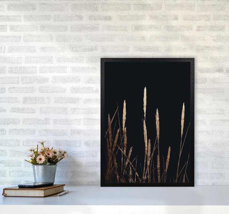 Golden Fields In The Dark Art Print by Kubistika A2 White Frame