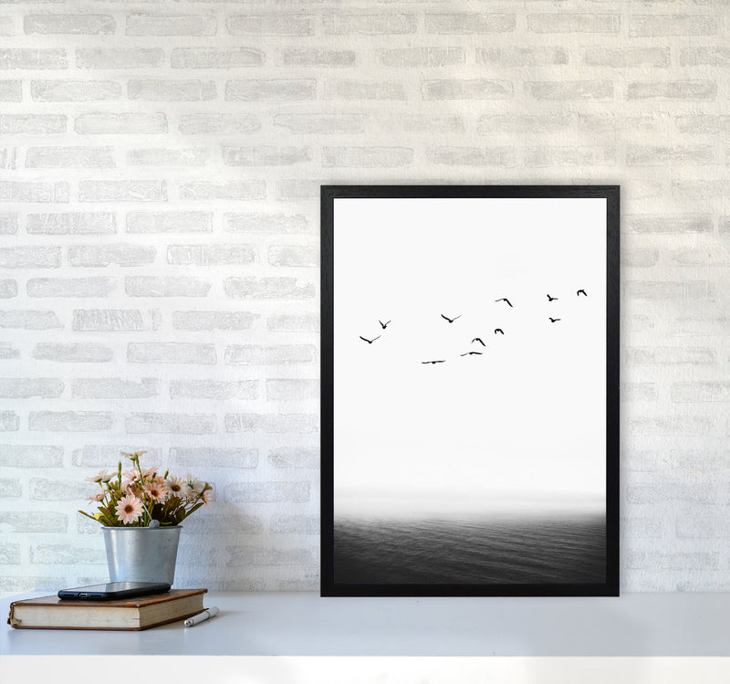 The Seaside Landscape Contemporary Art Print by Kubistika A2 White Frame