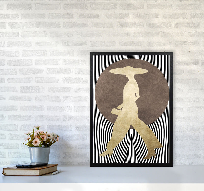 La Madame Noir Vintage Contemporary Art Print by Kubistika A2 White Frame