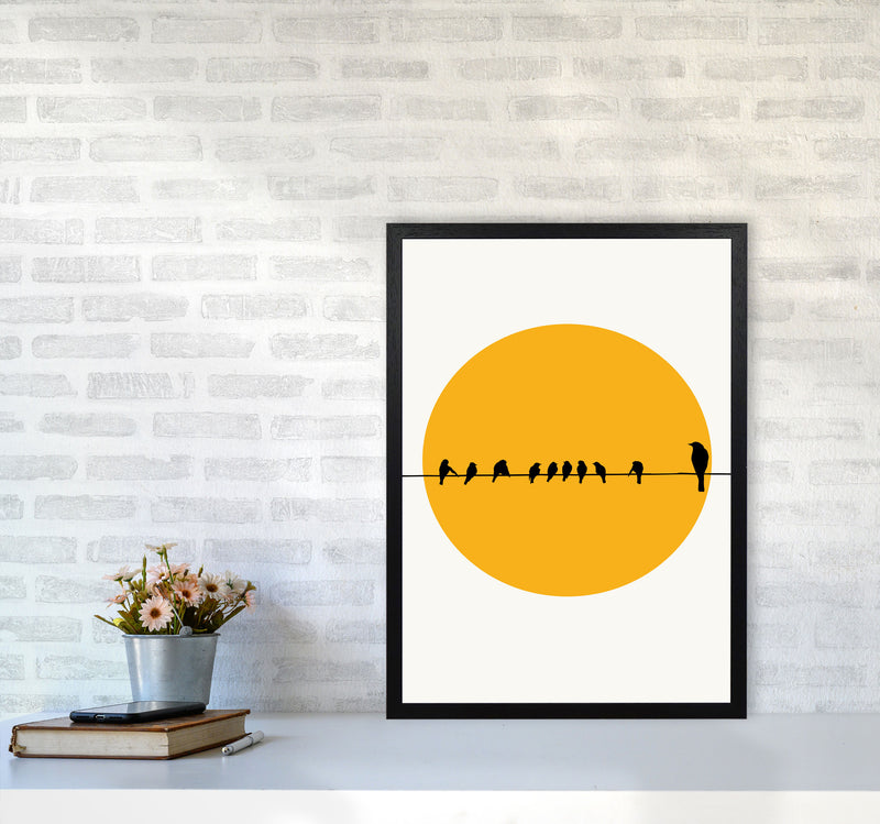 Birds Family Contemporary Art Print by Kubistika A2 White Frame