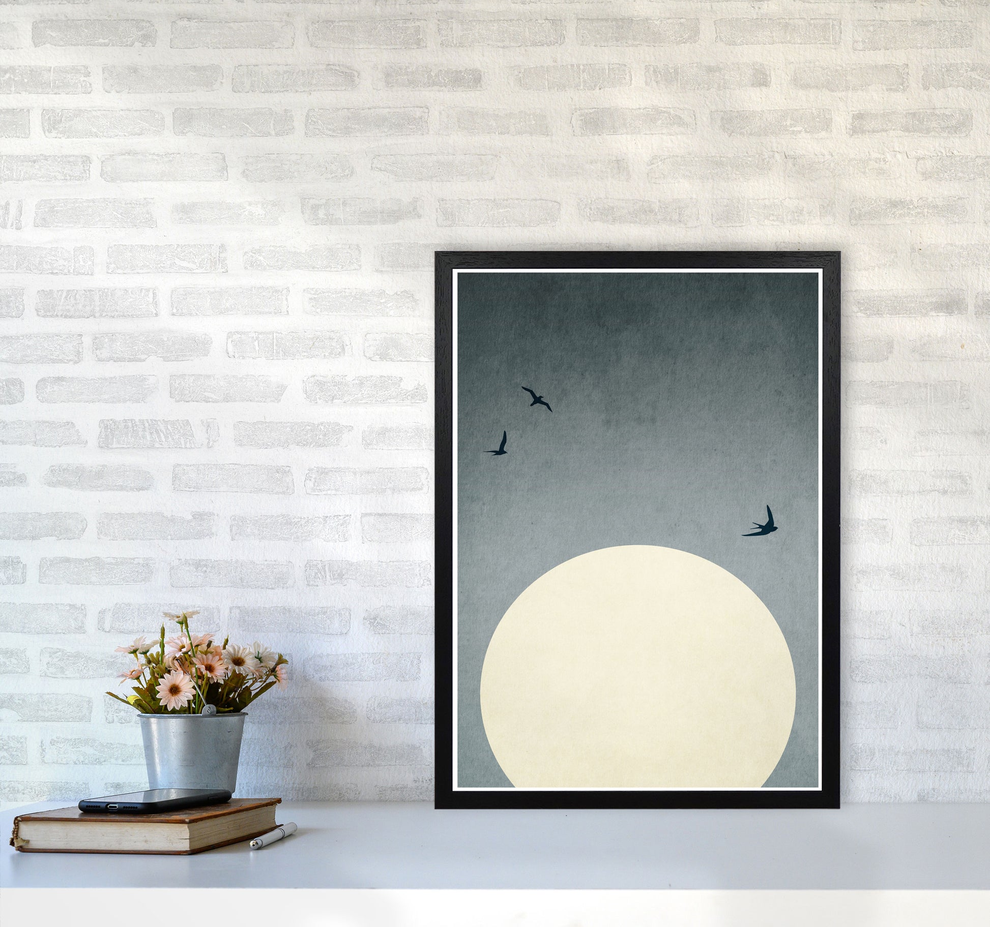 Moonshine Dancers-ROUGE Contemporary Art Print by Kubistika A2 White Frame