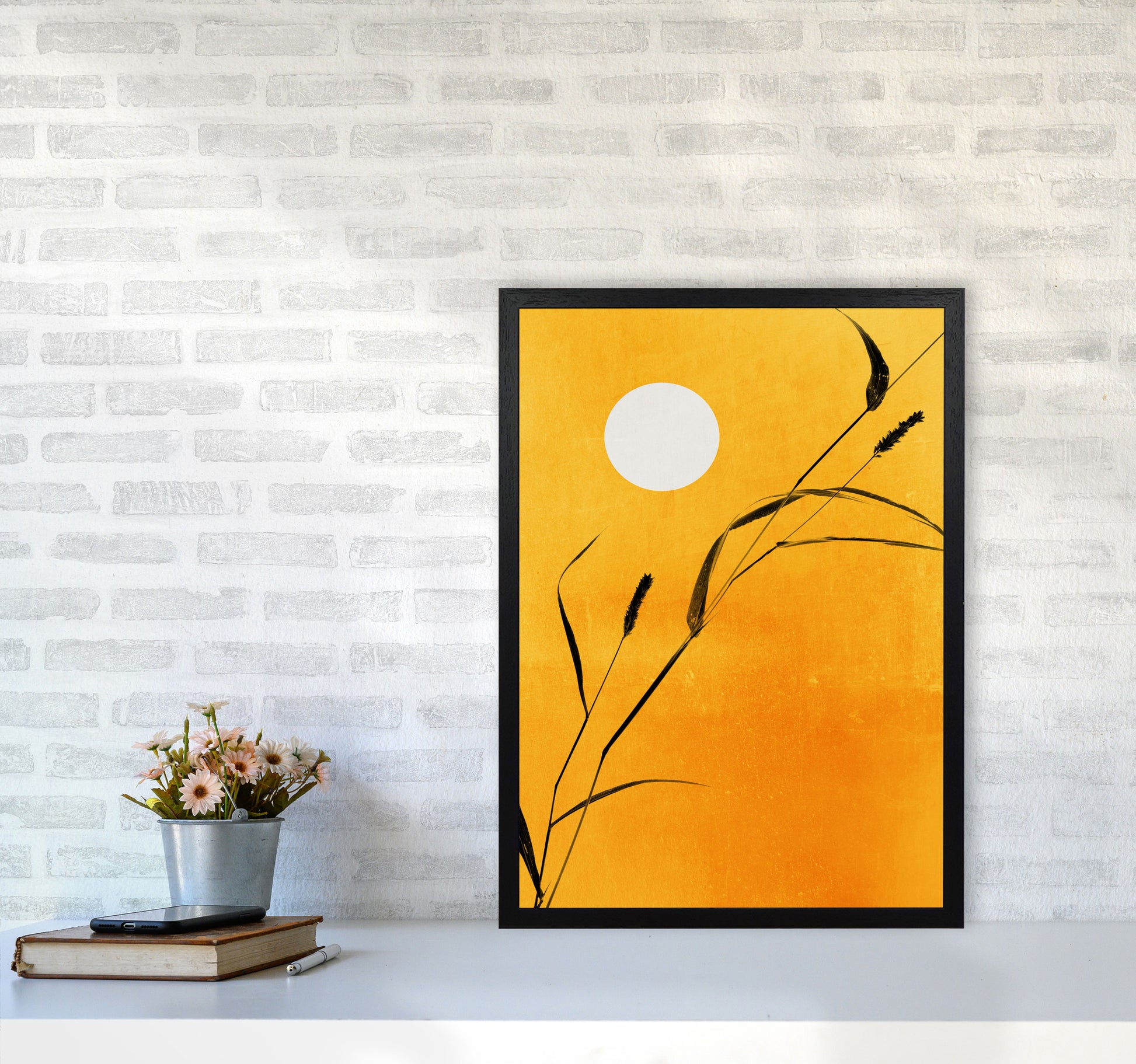 Sunny Days Contemporary Art Print by Kubistika A2 White Frame