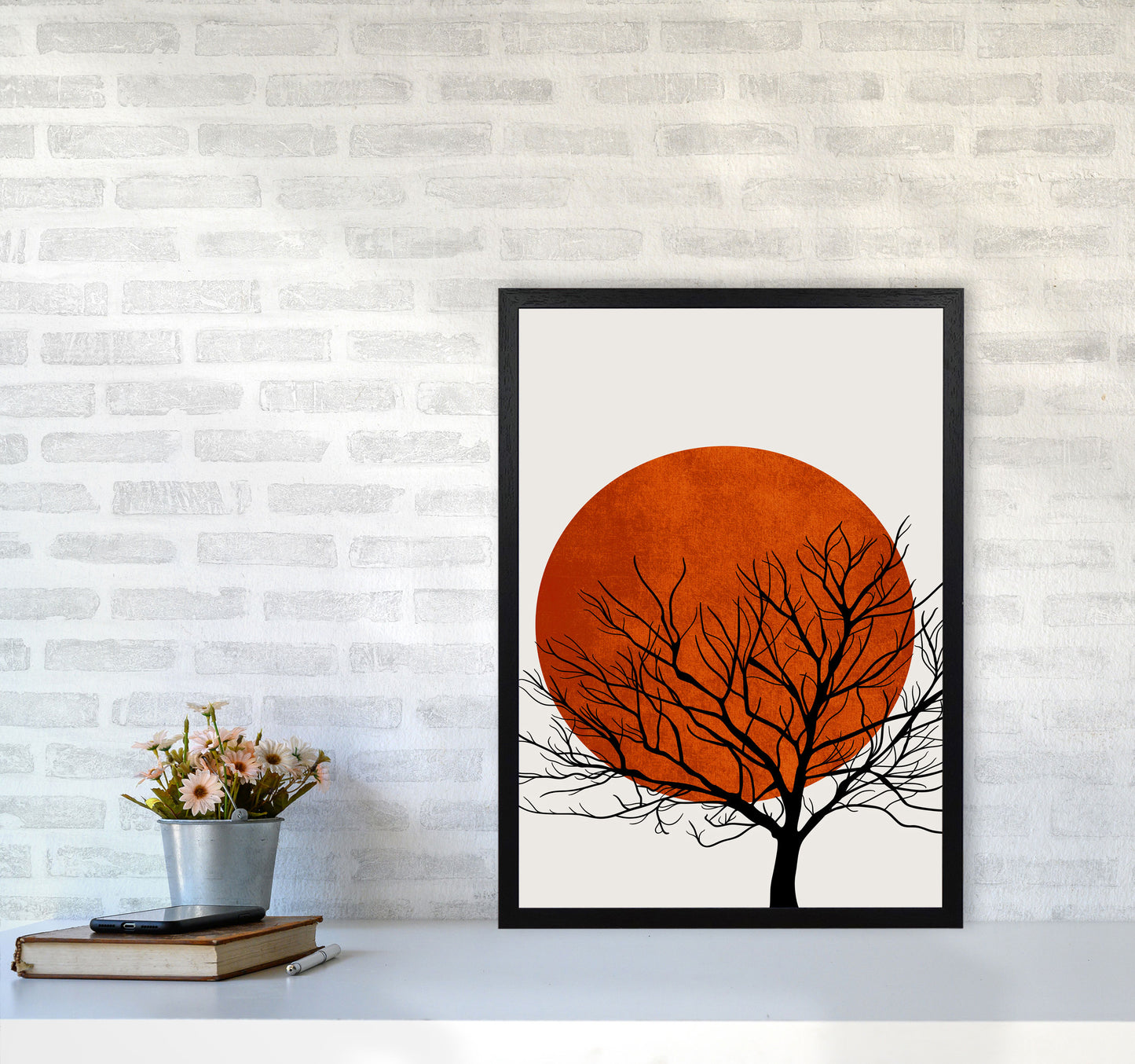 A Blooming Oak  Modern Contemporary Art Print by Kubistika A2 White Frame