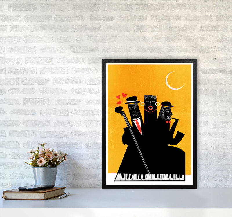 Casablanca Jazz-YELLOW Modern Music Art Print by Kubistika A2 White Frame