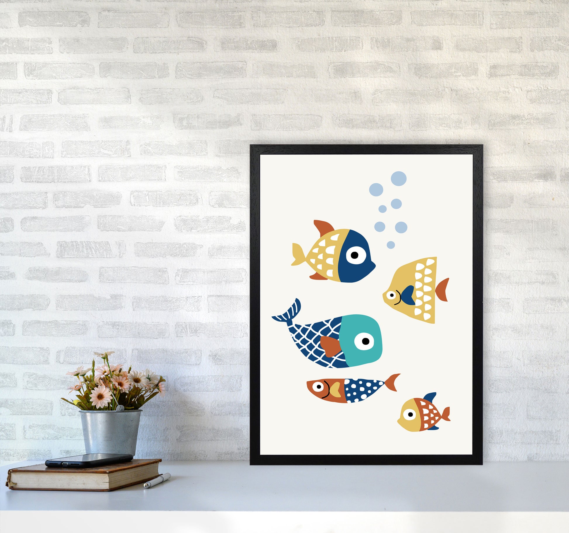 Little Friends Childrens Nursery Art Print by Kubistika A2 White Frame