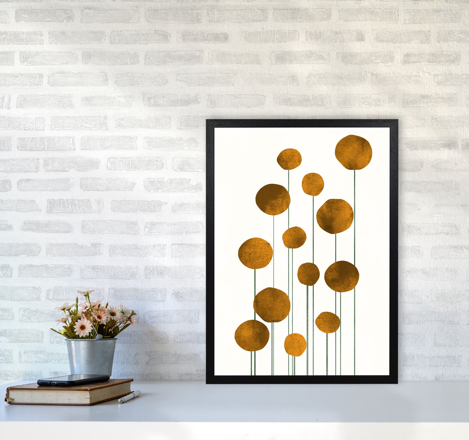Waterflowers No.3 Art Print by Kubistika A2 White Frame