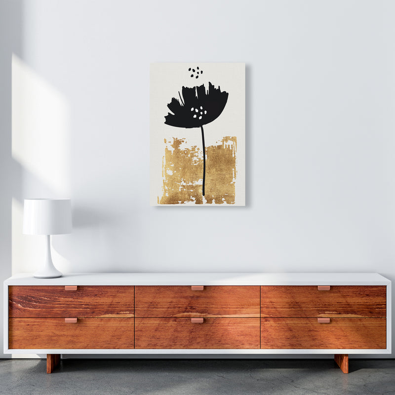 Black Poppy Floral Contemporary Art Print by Kubistika A2 Canvas