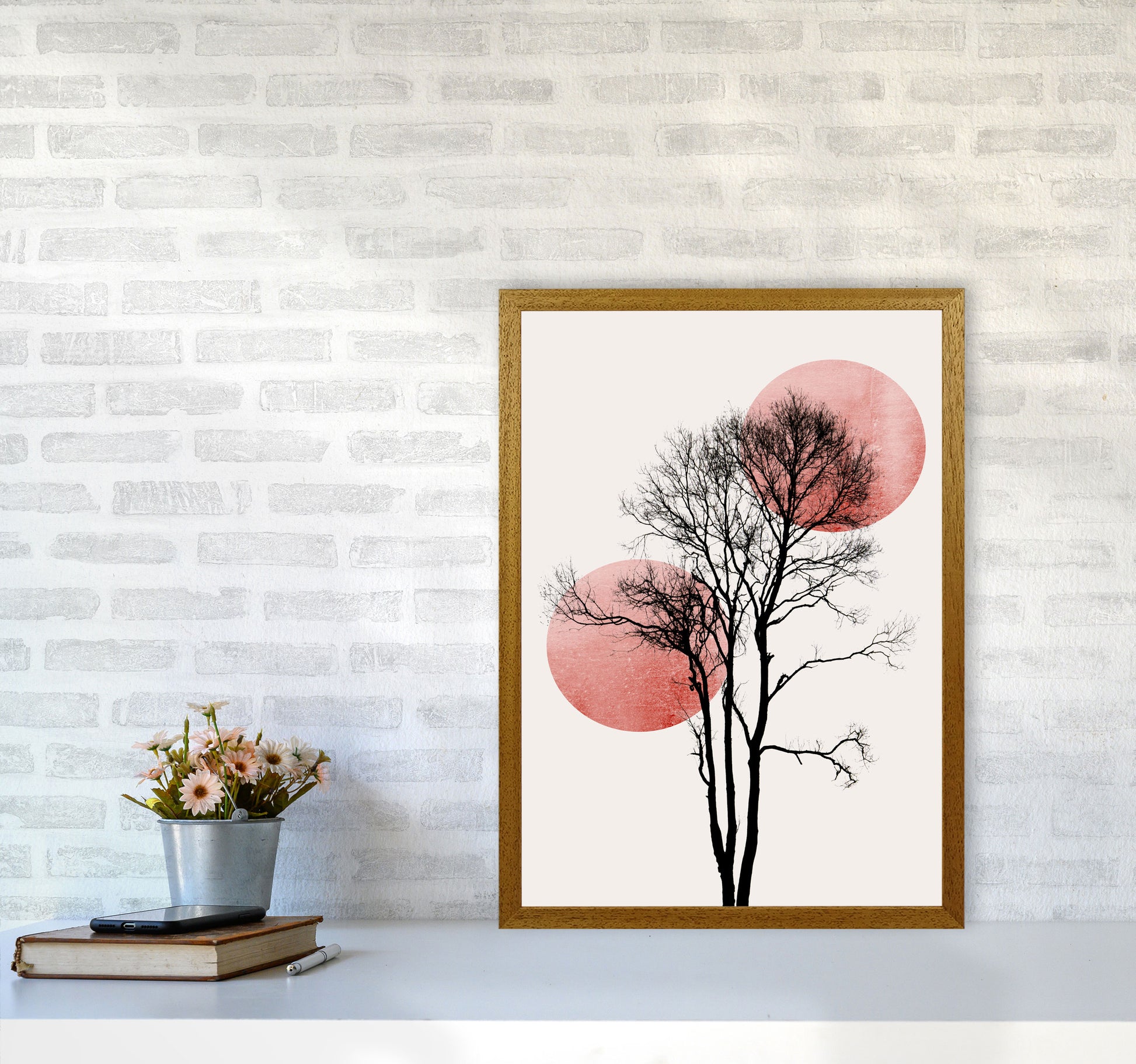 Sun and Moon hiding-ROSE Contemporary Art Print by Kubistika A2 Print Only