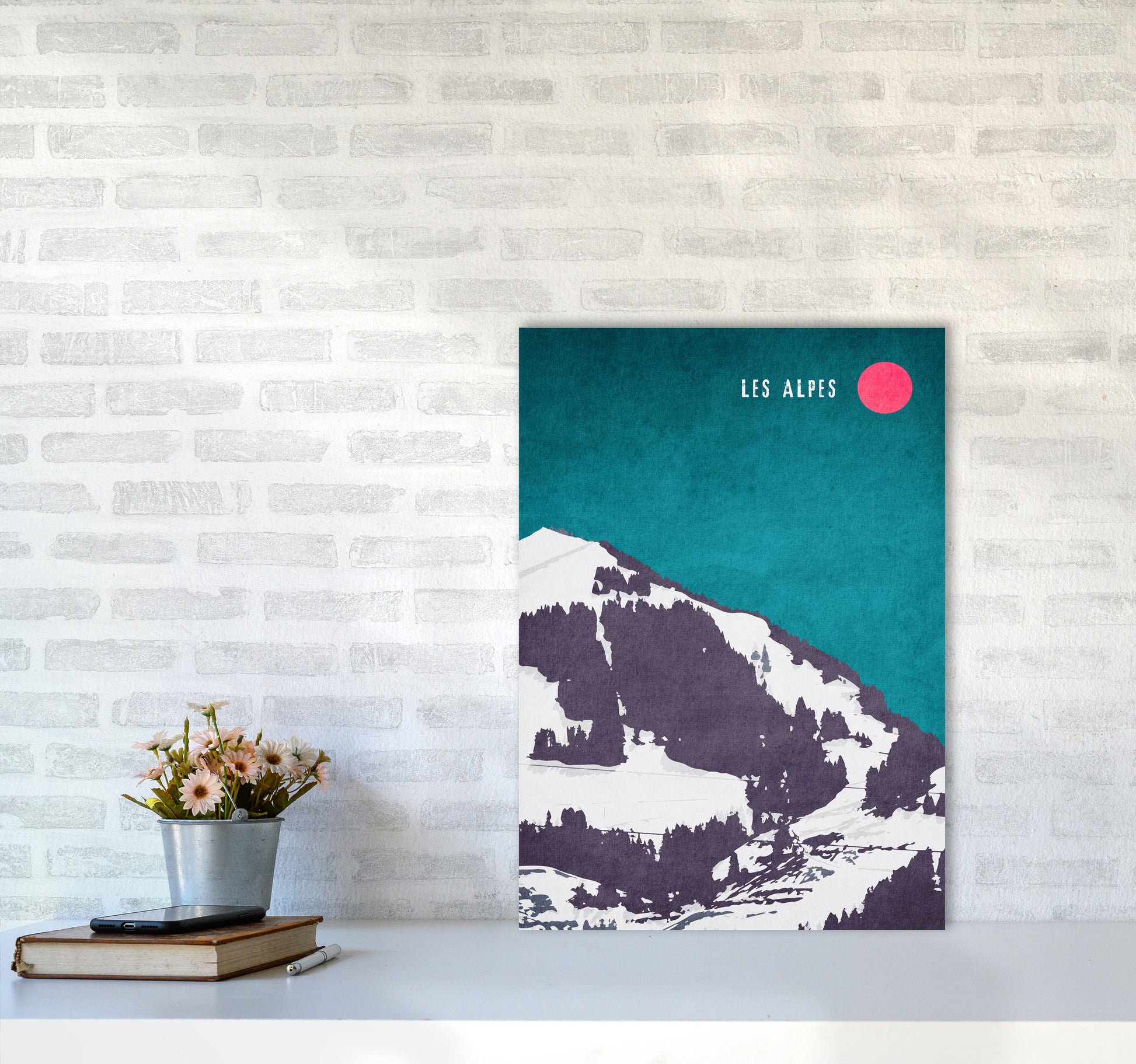 Les Alpes Vintage Art Print by Kubistika A2 Black Frame
