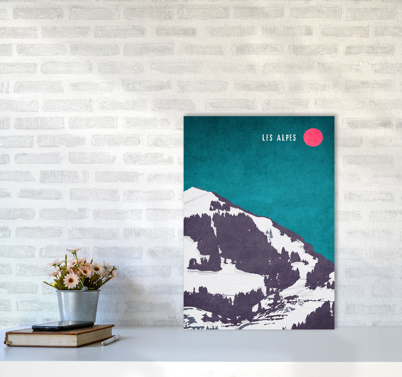 Les Alpes Vintage Art Print by Kubistika A2 Black Frame