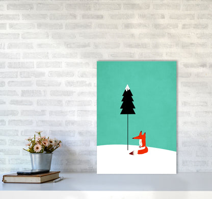 A Cute Little Fox  Modern Animal Art Print by Kubistika A2 Black Frame