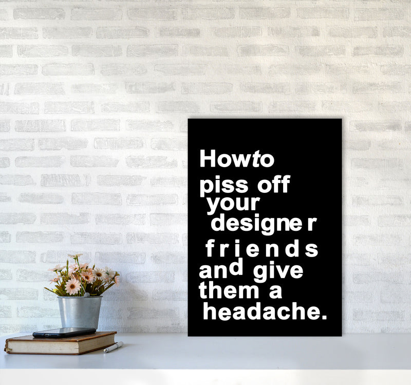 The Headache - BLACK Quote Contemporary Art Print by Kubistika A2 Black Frame