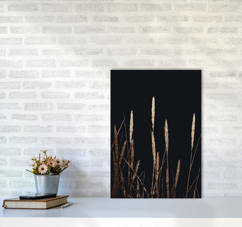 Golden Fields In The Dark Art Print by Kubistika A2 Black Frame