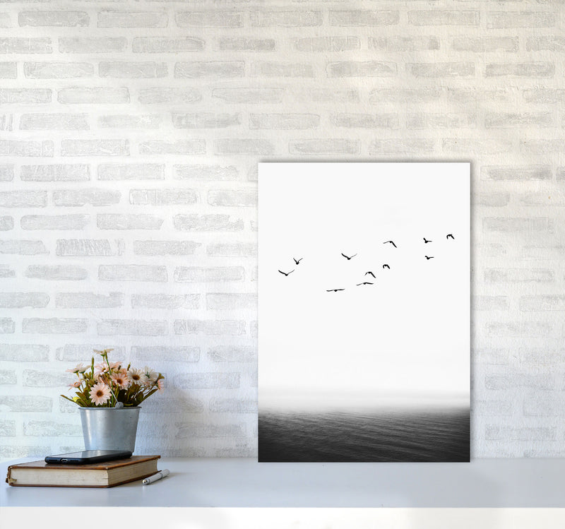 The Seaside Landscape Contemporary Art Print by Kubistika A2 Black Frame