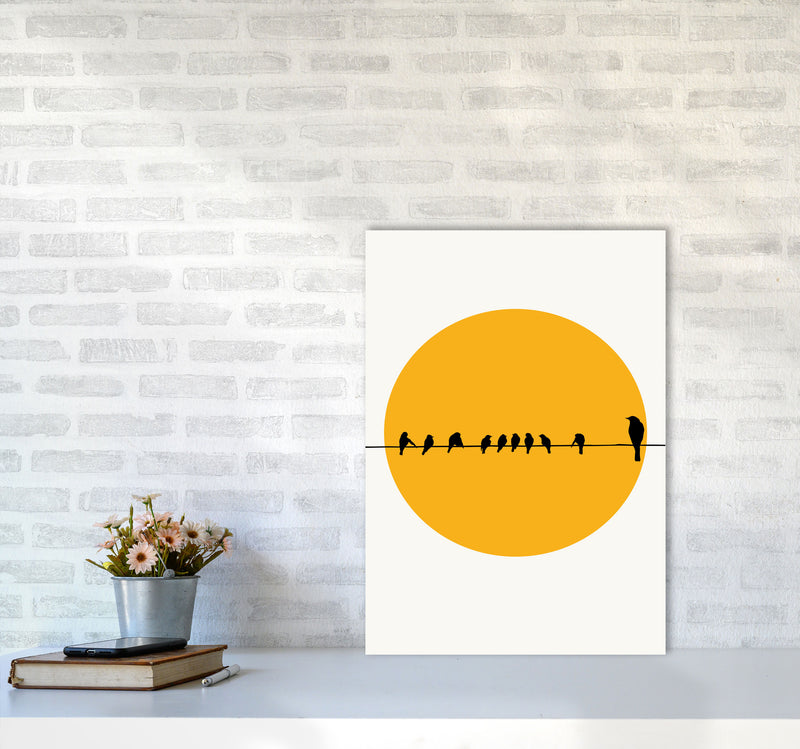 Birds Family Contemporary Art Print by Kubistika A2 Black Frame