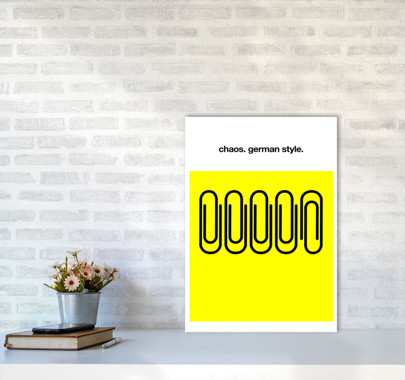 German Chaos Humour Quote Art Print by Kubistika A2 Black Frame