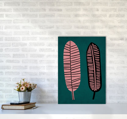 Two Leafs Contemporary Art Print by Kubistika A2 Black Frame