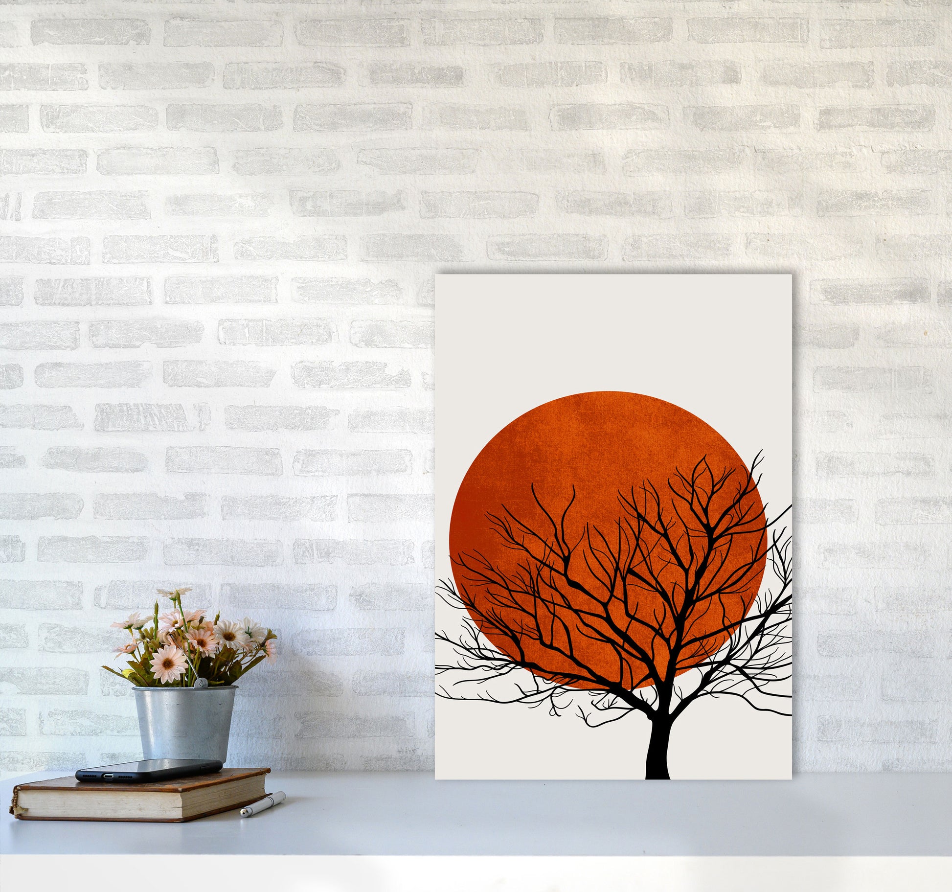 A Blooming Oak  Modern Contemporary Art Print by Kubistika A2 Black Frame