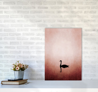 The Swan Contemporary Art Print by Kubistika A2 Black Frame
