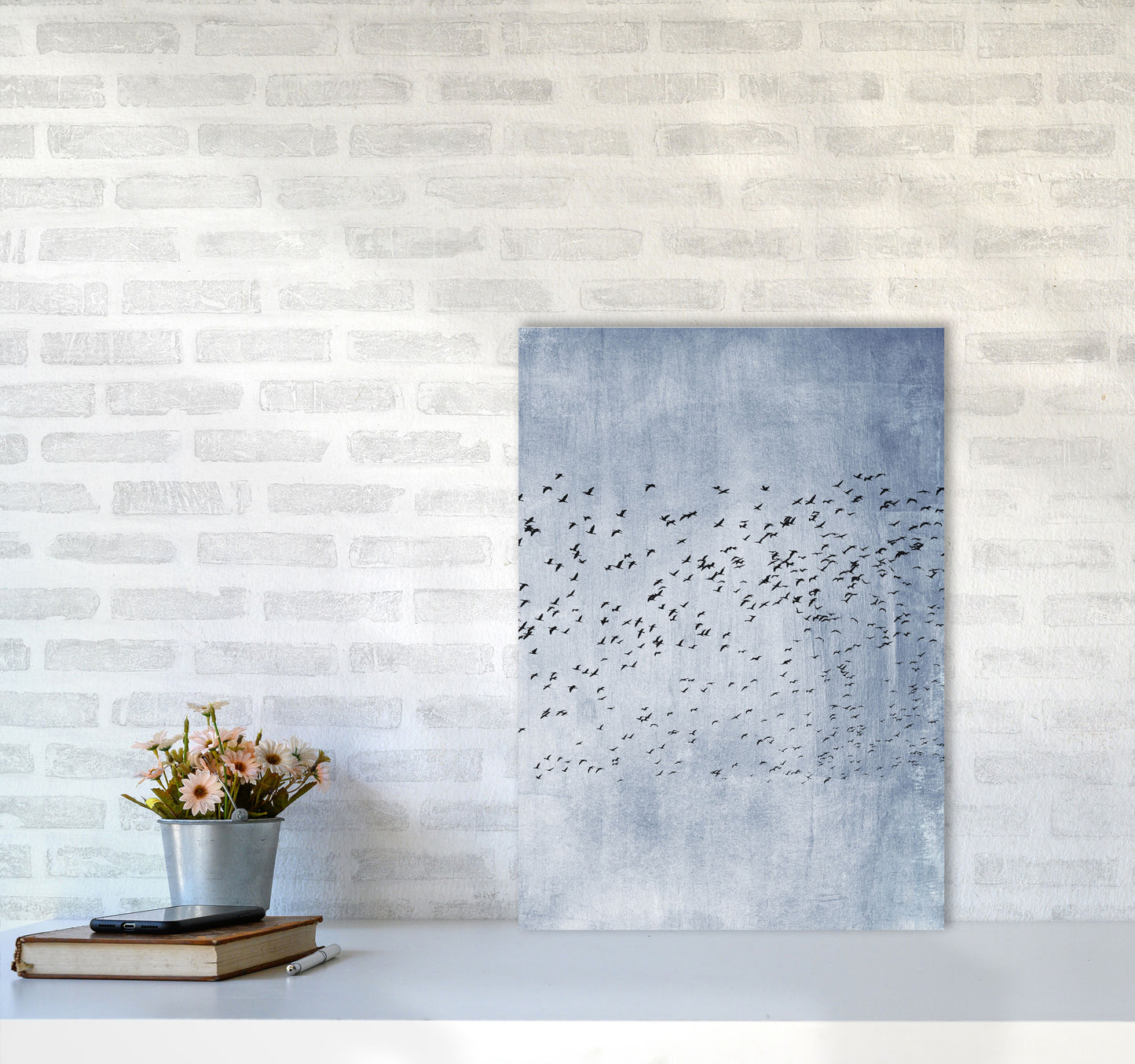 Moving On - Blue Contemporary Art Print by Kubistika A2 Black Frame